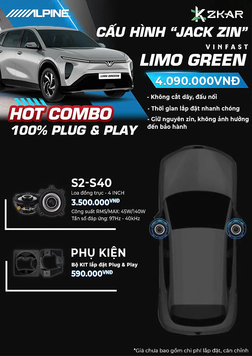Âm Thanh ALPINE Jack Zin Cho VinFast Limo Green – Giá 4tr090