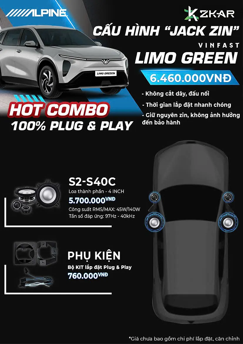 Âm Thanh ALPINE Jack Zin Cho VinFast Limo Green – Giá 6tr460
