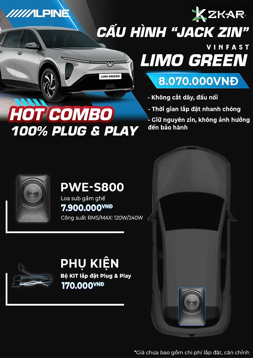 Âm Thanh ALPINE Jack Zin Cho VinFast Limo Green – Giá 8tr070