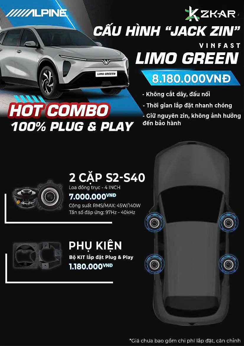 Âm Thanh ALPINE Jack Zin Cho VinFast Limo Green – Giá 8tr180