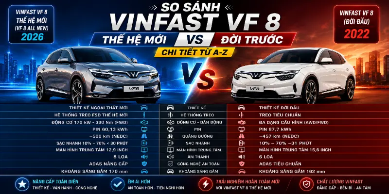 Bảng So Sánh Nhanh VinFast VF 8 Thế Hệ Mới Và Đời Trước