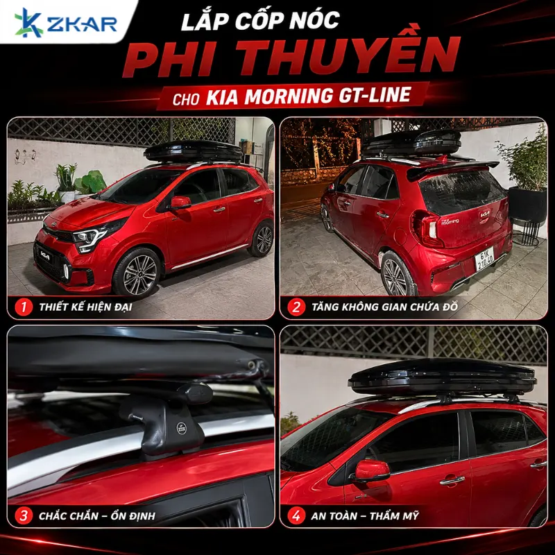 Chi Tiết Cốp Nóc Phi Thuyền Trên Kia Morning GT-Line