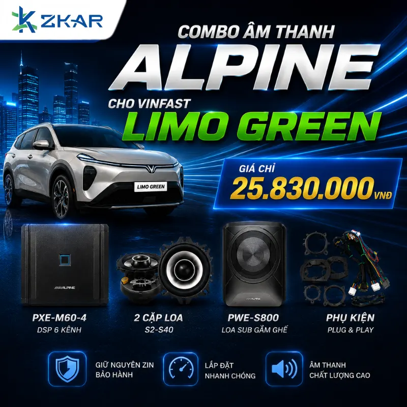 Combo Âm Thanh Alpine Cho VinFast Limo Green - Giá 25tr830