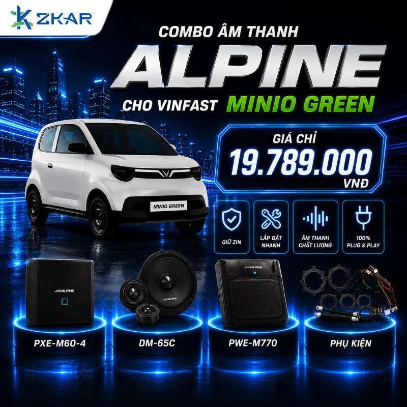 Combo Âm Thanh Alpine Cho VinFast Minio Green - Giá 19TR789