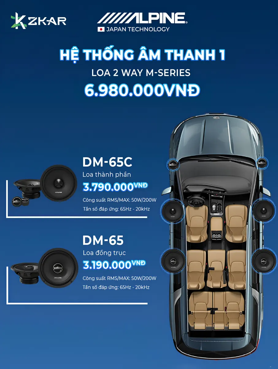 Nâng Cấp Âm Thanh Alpine Hệ Thống 1 Cho Ô Tô - 6TR980
