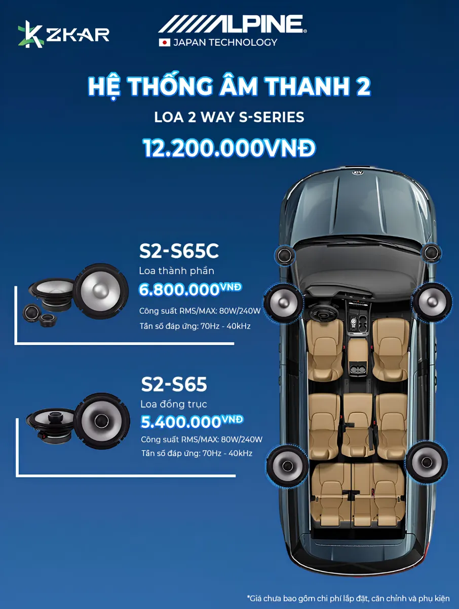 Nâng Cấp Âm Thanh Alpine Hệ Thống 2 Cho Ô Tô - 12TR200