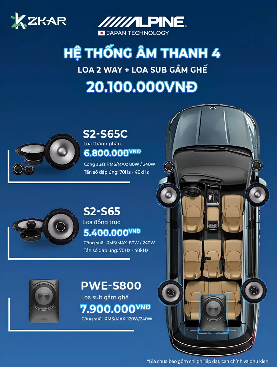 Nâng Cấp Âm Thanh Alpine Hệ Thống 4 Cho Ô Tô - 20TR100