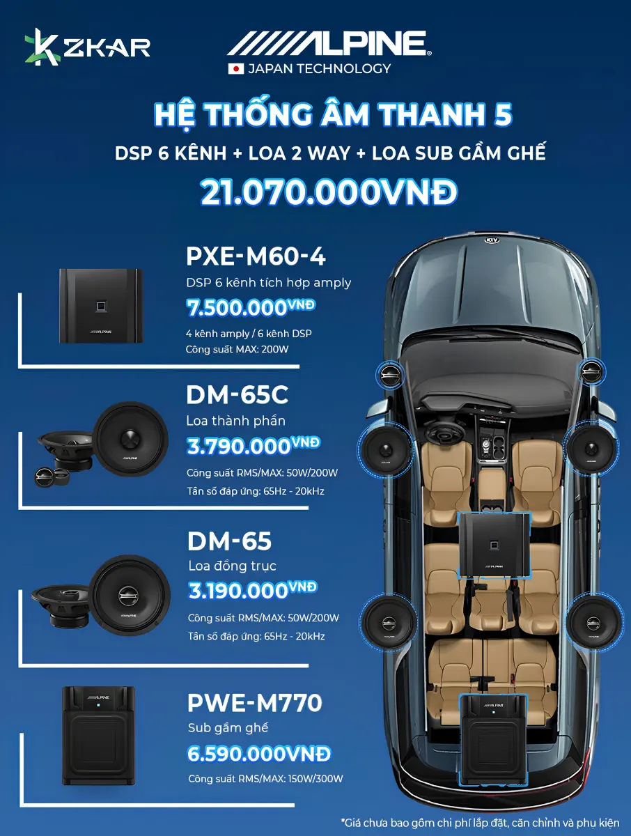 Nâng Cấp Âm Thanh Alpine Hệ Thống 5 Cho Ô Tô - 21TR070