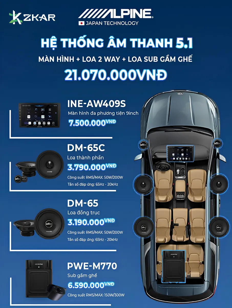 Nâng Cấp Âm Thanh Alpine Hệ Thống 5.1 Cho Ô Tô - 21TR070