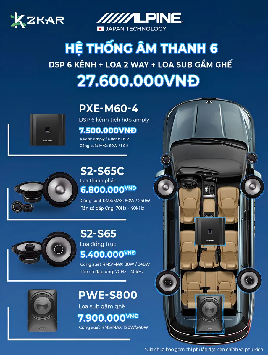 Nâng Cấp Âm Thanh Alpine Hệ Thống 6 Cho Ô Tô - 27TR600