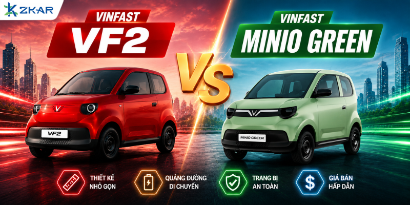 So Sánh Chi Tiết VinFast VF2 Và VinFast Minio Green