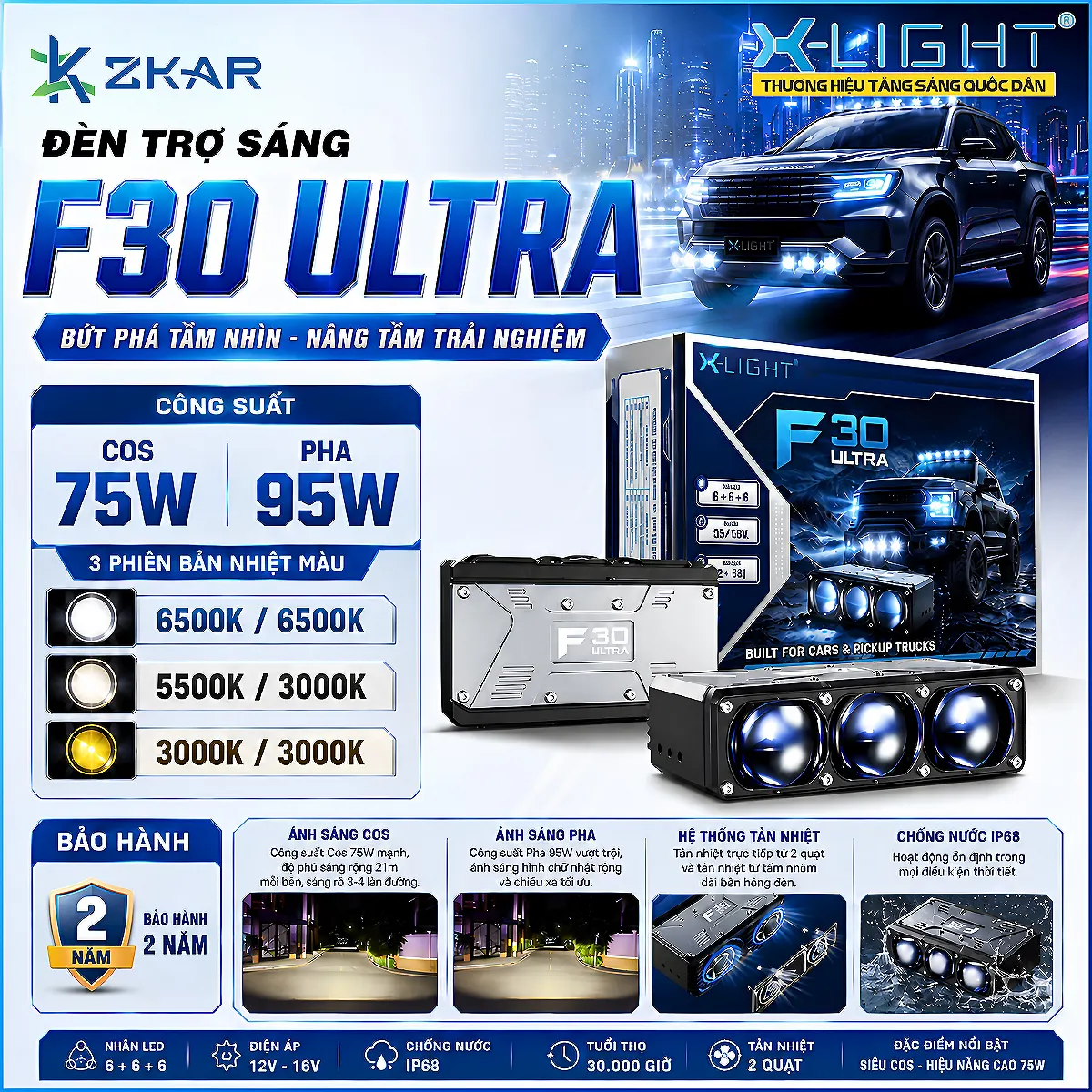 Cấu hình đèn trợ sáng f30 ultra