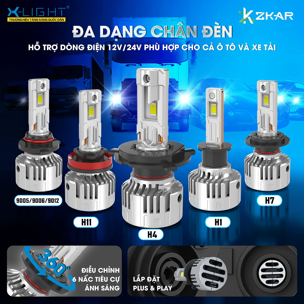 Đa dạng các chân đèn bóng led S3 pro v2
