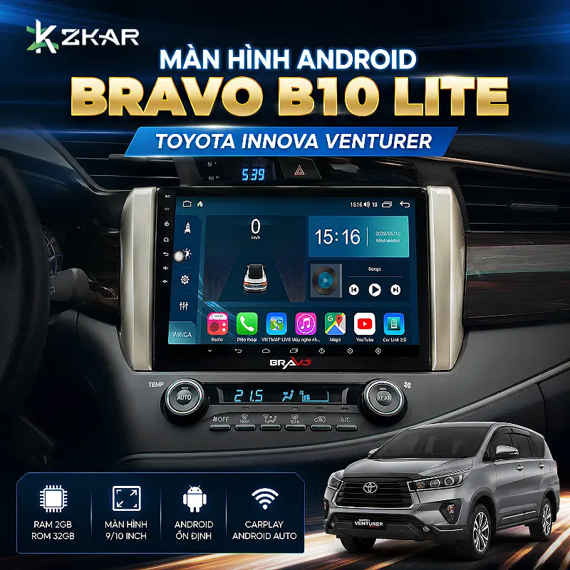 Màn Hình Android Bravo B10 Lite Xe Innova Venturer