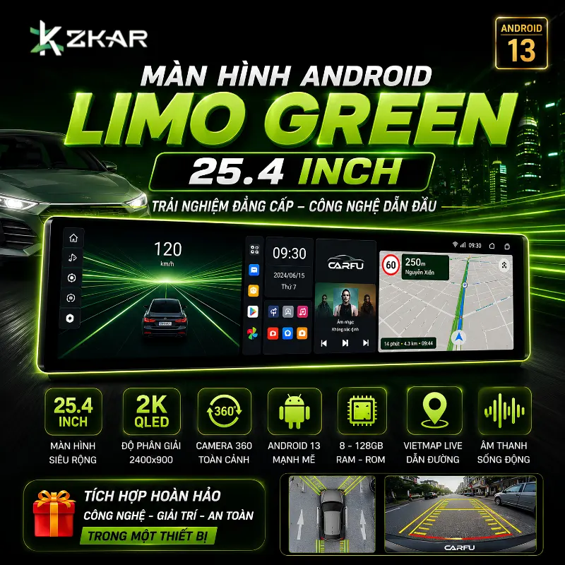 Màn Hình Android CARFU Limo Green 25.4 Inch