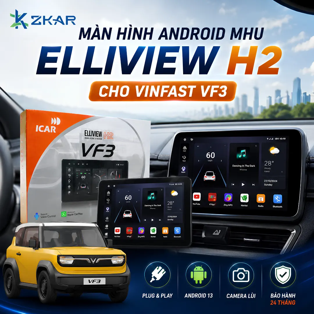 Màn hình Android MHU Cho Vinfast VF3 Elliview H2