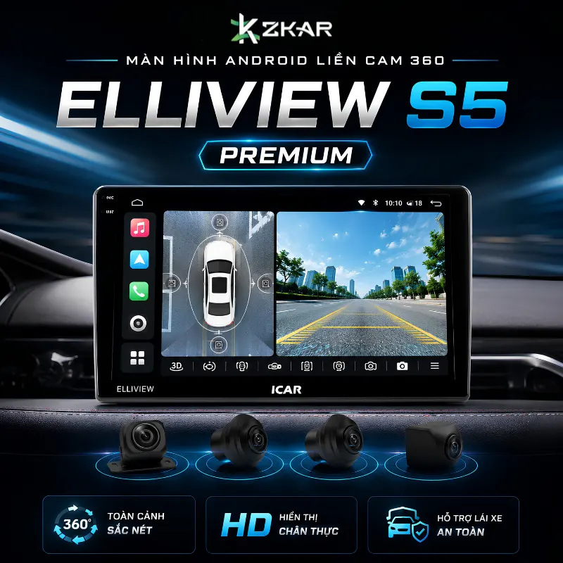 Màn hình ô tô Elliview S5 Premium 360