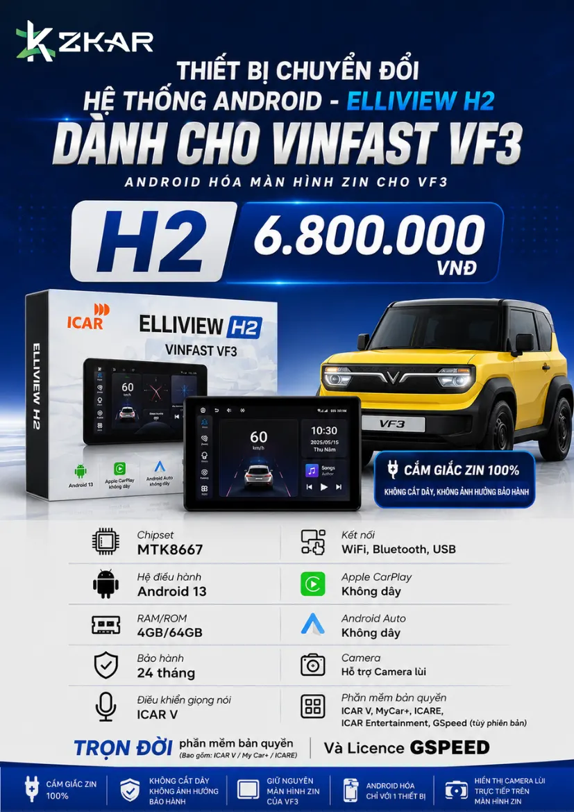 Thiết Bị Chuyển Đổi Hệ Thống Android - Elliview H2 Cho VF3