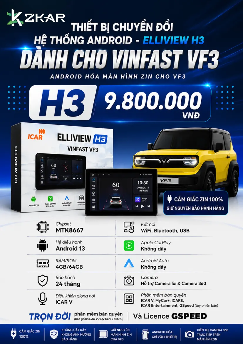 Thiết Bị Chuyển Đổi Hệ Thống Android - Elliview H3 Cho VF3