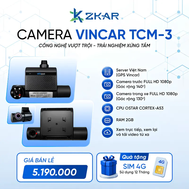 Bảng giá camera hành trình VINCAR TCM-3