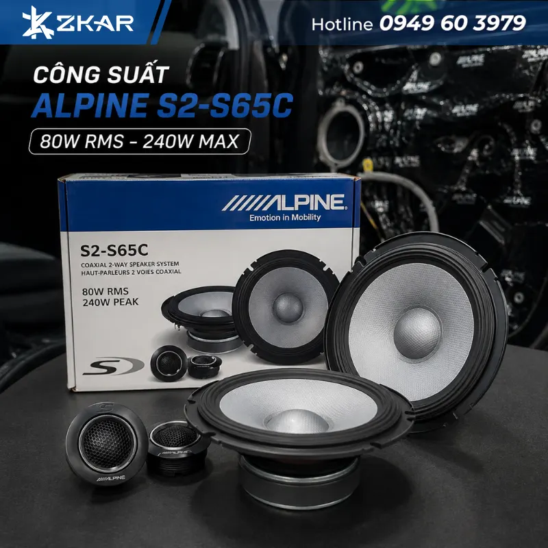 Công Suất Alpine S2-S65C 80W RMS – 240W Max