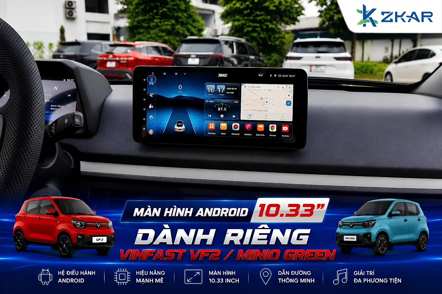 Địa Chỉ Lắp Màn Hình Android TMAS 10.33 Inch Xe VF2/Minio Green Uy Tín