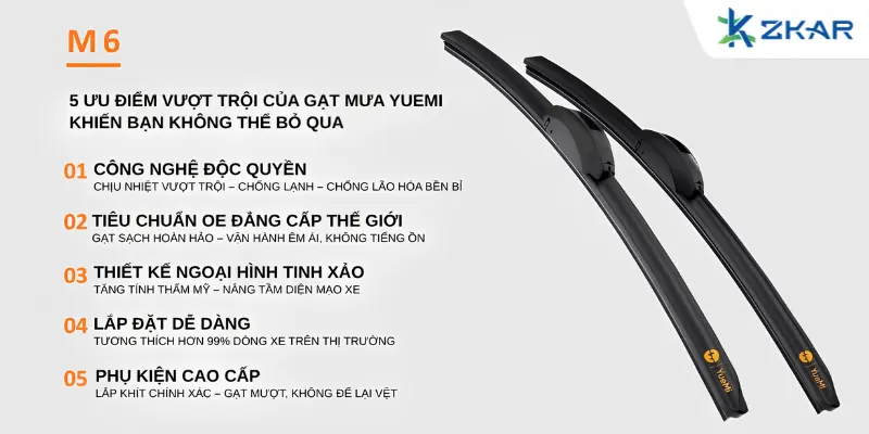 5 ưu điểm vượt trội của gạt mưa yuemi