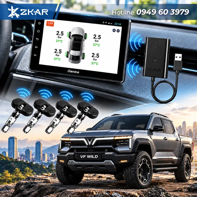 Cảm biến áp suất lốp icar Ellisafe ADI4+ xe vf wild