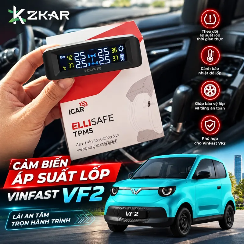 Cảm biến áp suất lốp icar Ellisafe TN405 xe vf2