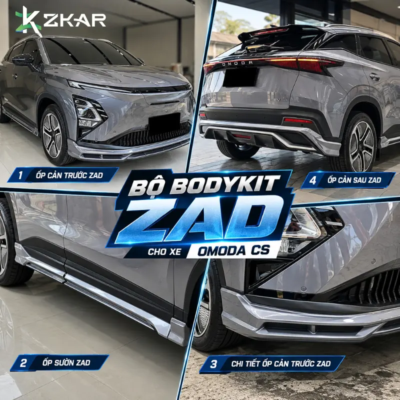 Cận cảnh full chi tiết ốp cản trước sau bộ bodykit ZAD Cho Xe Omoda C5