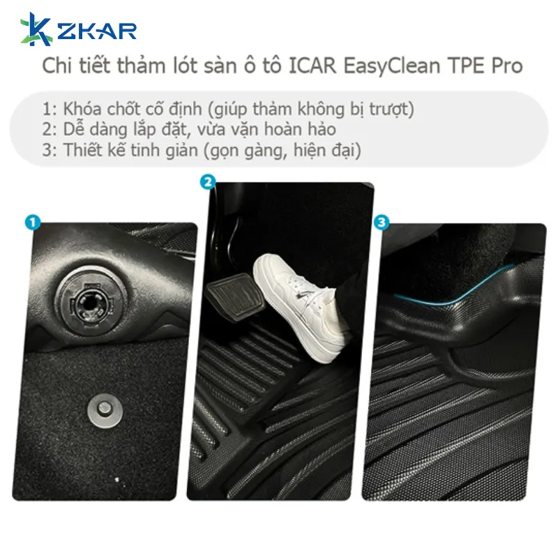Chi tiết thảm lót sàn ô tô icar easyclean tpe pro