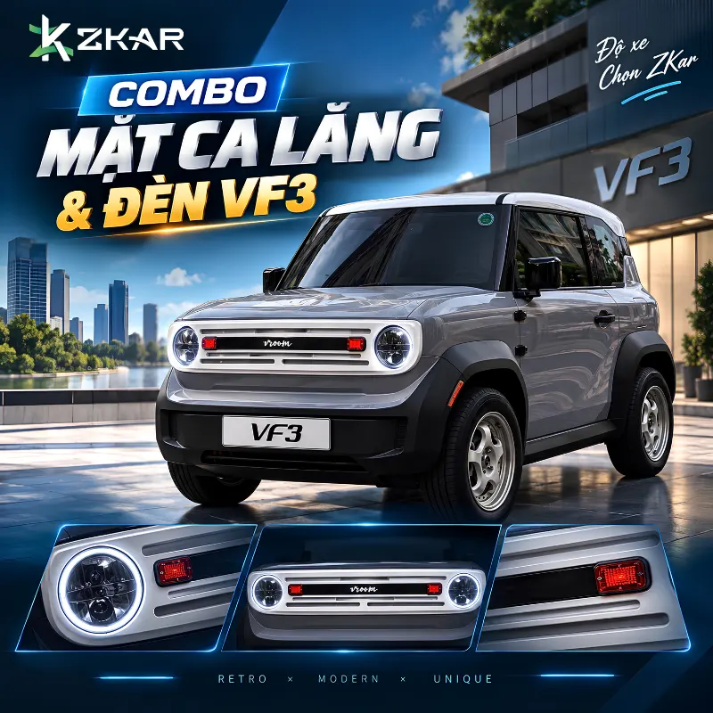 Combo Mặt Ca Lăng & Đèn Vinfast VF3 – Giá Chỉ 12 Triệu
