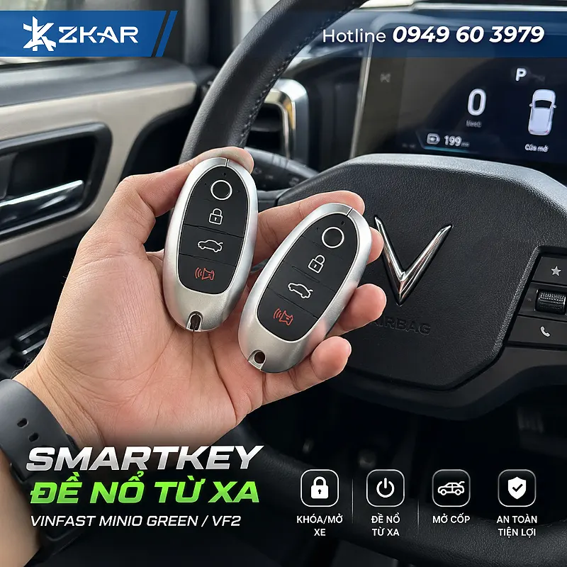 Hình ảnh thực tế smartkey đề nổ từ xa cho VinFast Minio Green và Vinfast VF2