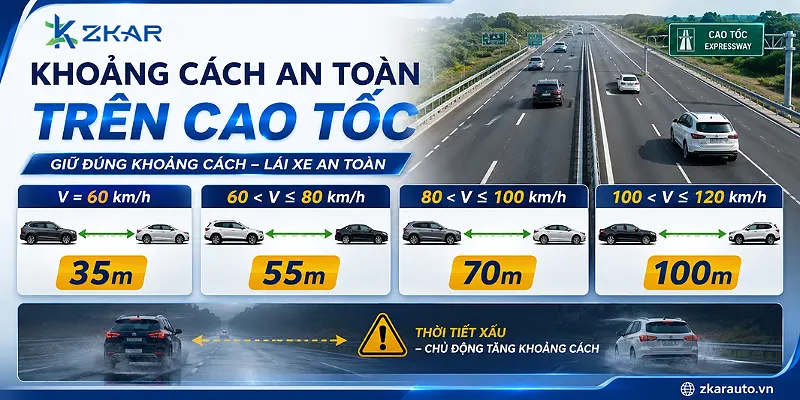Khoảng cách an toàn cần giữ khi đi trên cao tốc