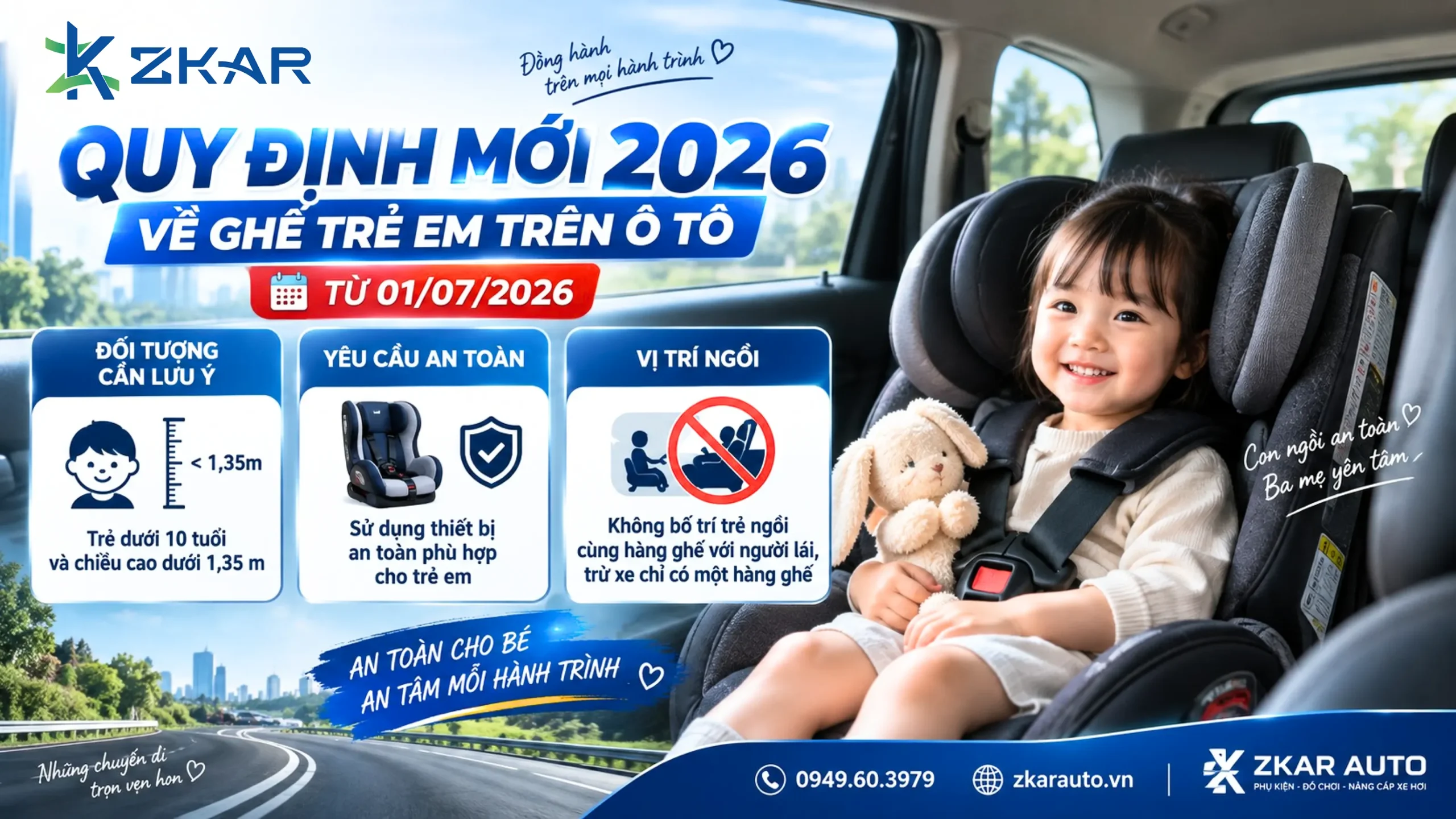 Quy định ghế trẻ em trên ô tô mới nhất 2026