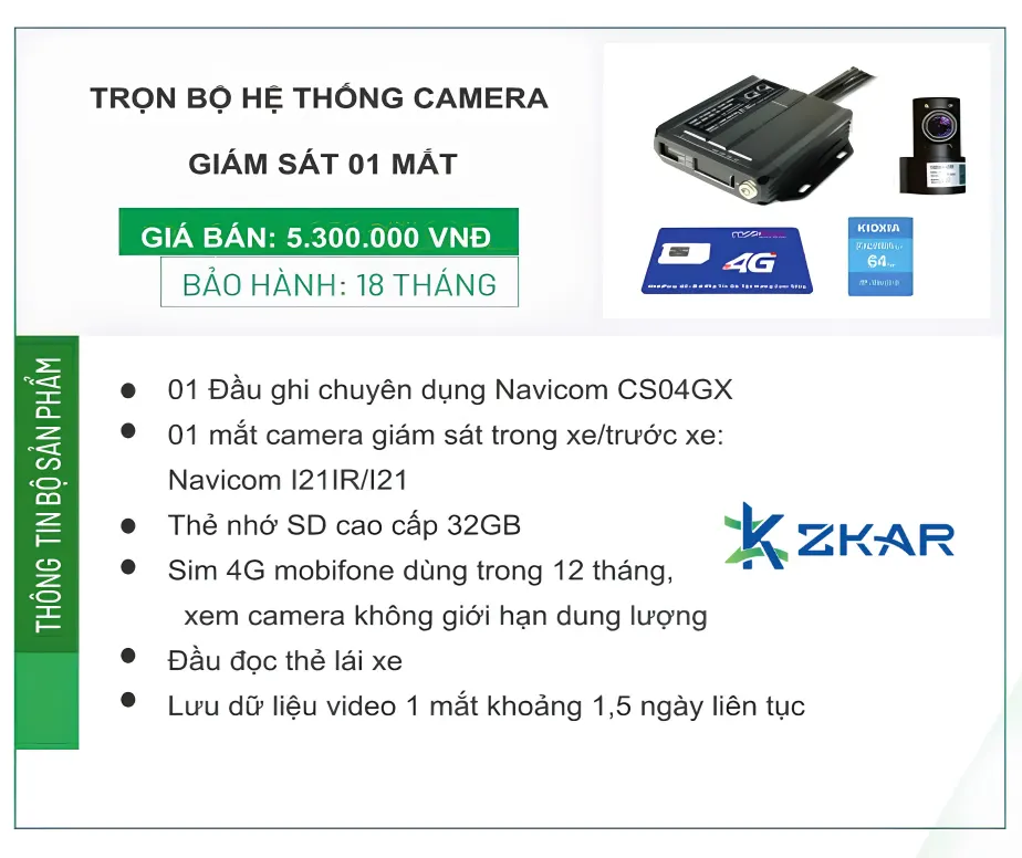 Trọn Bộ Hệ Thống Camera Giám Sát 01 Mắt Navicom