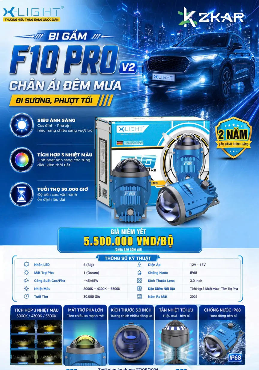 Bảng giá độ đèn bi gầm f10 pro v2 - zkar auto
