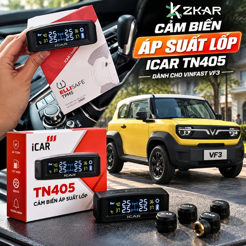 Cảm biến áp suất lốp icar tn405 xe vinFast vf3