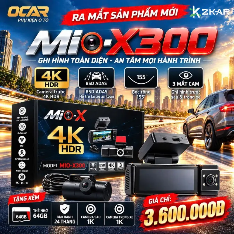 Camera Hành Trình 3 Mắt Mio-X300 4K – Giá Mới Nhất 2026