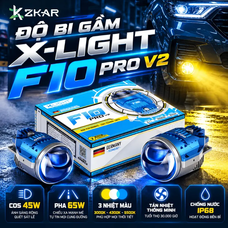 Độ bi gầm x-light f10 pro v2 chính hãng