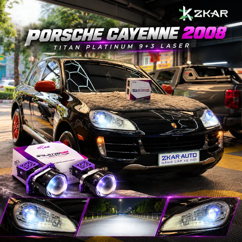 Độ Đèn Bi Titan Platinum 9+3 Laser Cho Porsche Cayenne 2008