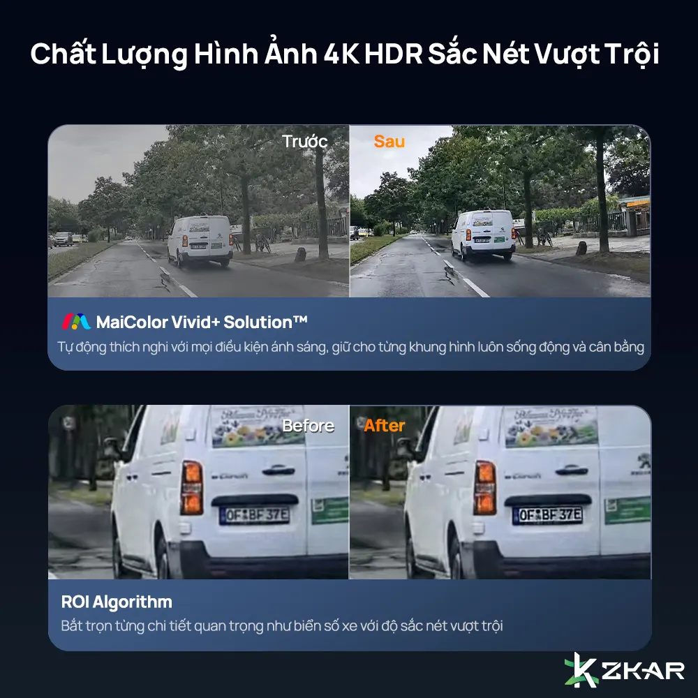 Ghi hình 4K sắc nét và chân thực  - cam ht 70mai M800
