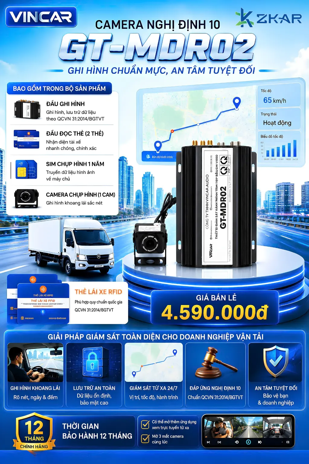 Giá Camera Hành Trình Nghị Định 10: VINCAR GT-MDR02