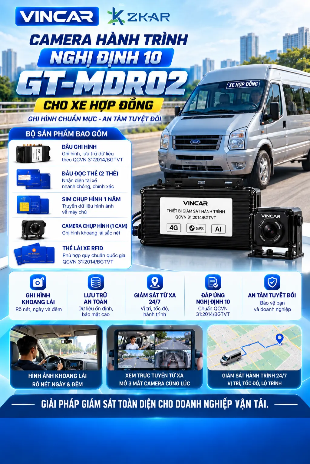Lắp đặt camera gt-mdr02 cho xe hợp đồng chính hãng zkar auto