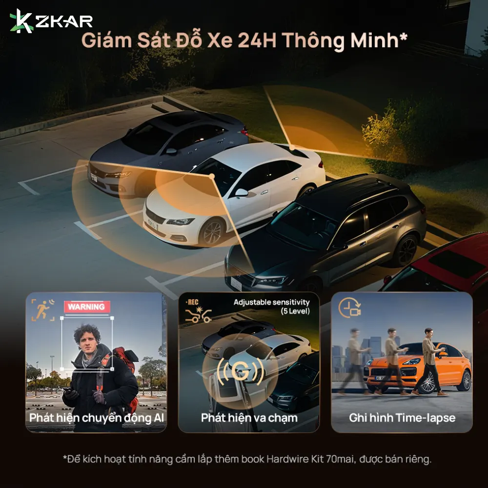Tính năng giám sát đỗ xe 24H thông minh - 70mai 4K A810S